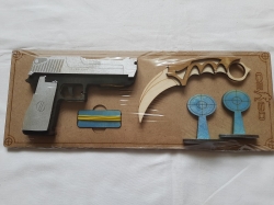 Деревянной набор ножи керамбит + пистолет резинкострел с мешенью