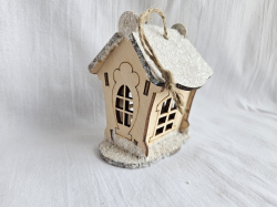 Іграшка на ялинку дерев'яна "Будиночок" №2