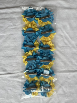 Шкільні бантики синьо-жовті