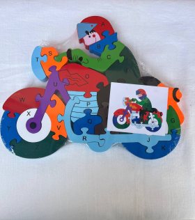 Дерев’яний розвиваючий пазл “Мотоцикл” з цифрами 1–26