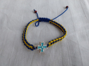 Сине-желтый браслет с крестиком