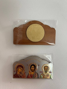 Ікона в авто триптих на дерев'яній основі, оберіг на торпеду (Опт)