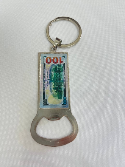 Брелок-відкривачка 100 доларів металевий прямокутний