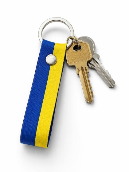 Патріотичний брелок для ключів "Прапор України" тканинний стрічковий