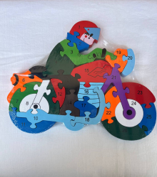 Дерев’яний розвиваючий пазл “Мотоцикл” з цифрами 1–26